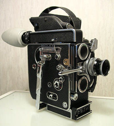 A Bolex 16 mm film camera